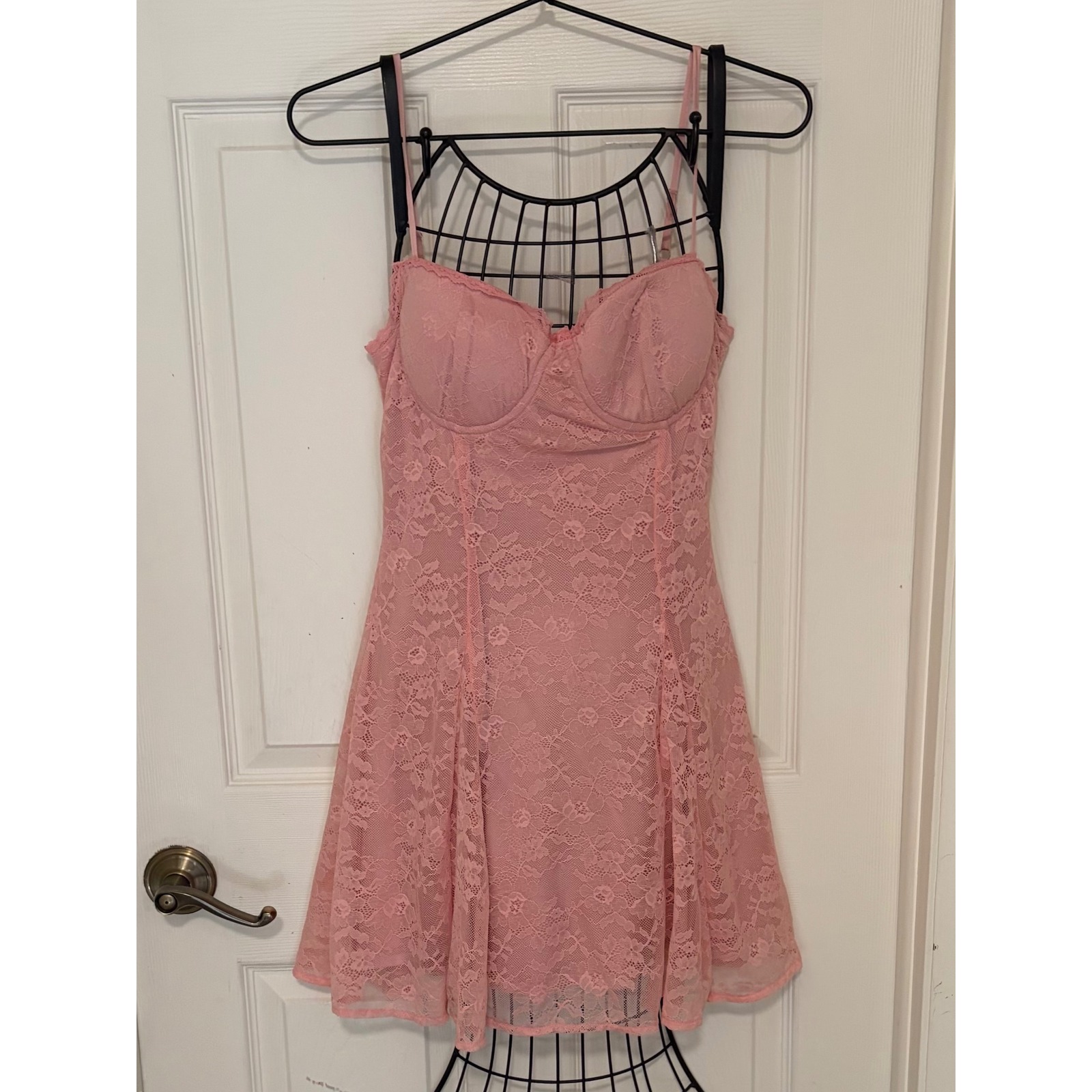 Angel Lane Pink Lace Corset Mini Dress Bustier Underwire Flare Nwt Romantic